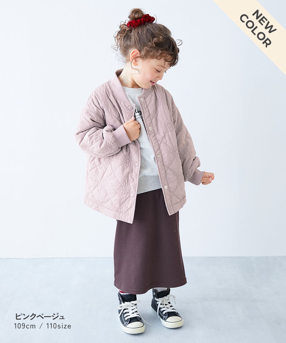 洗える あったか裏ボア 花柄キルティング 防風 ジャケット | 子供服の