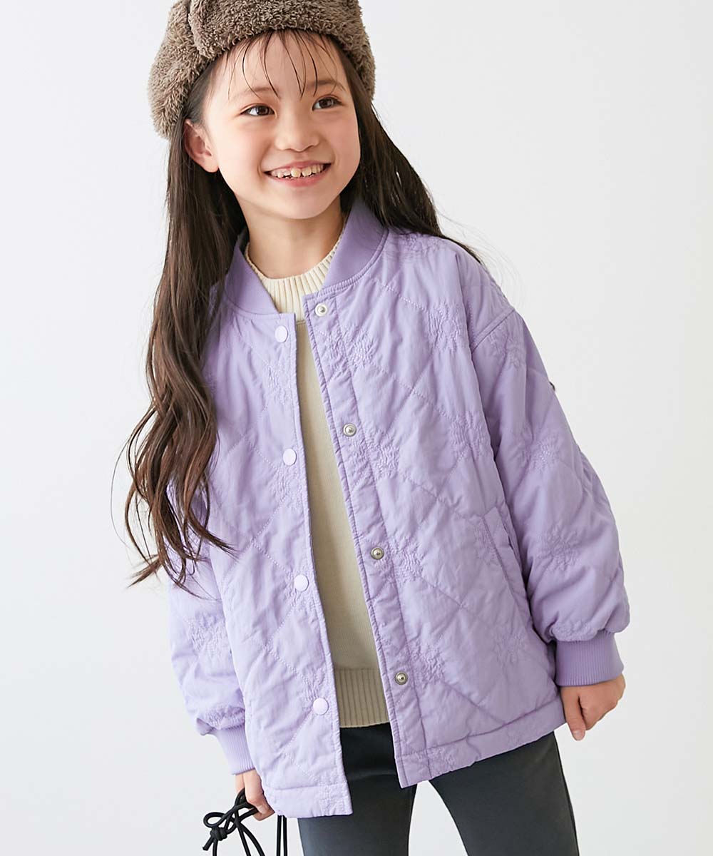 洗える あったか裏ボア 花柄キルティング 防風 ジャケット | 子供服の