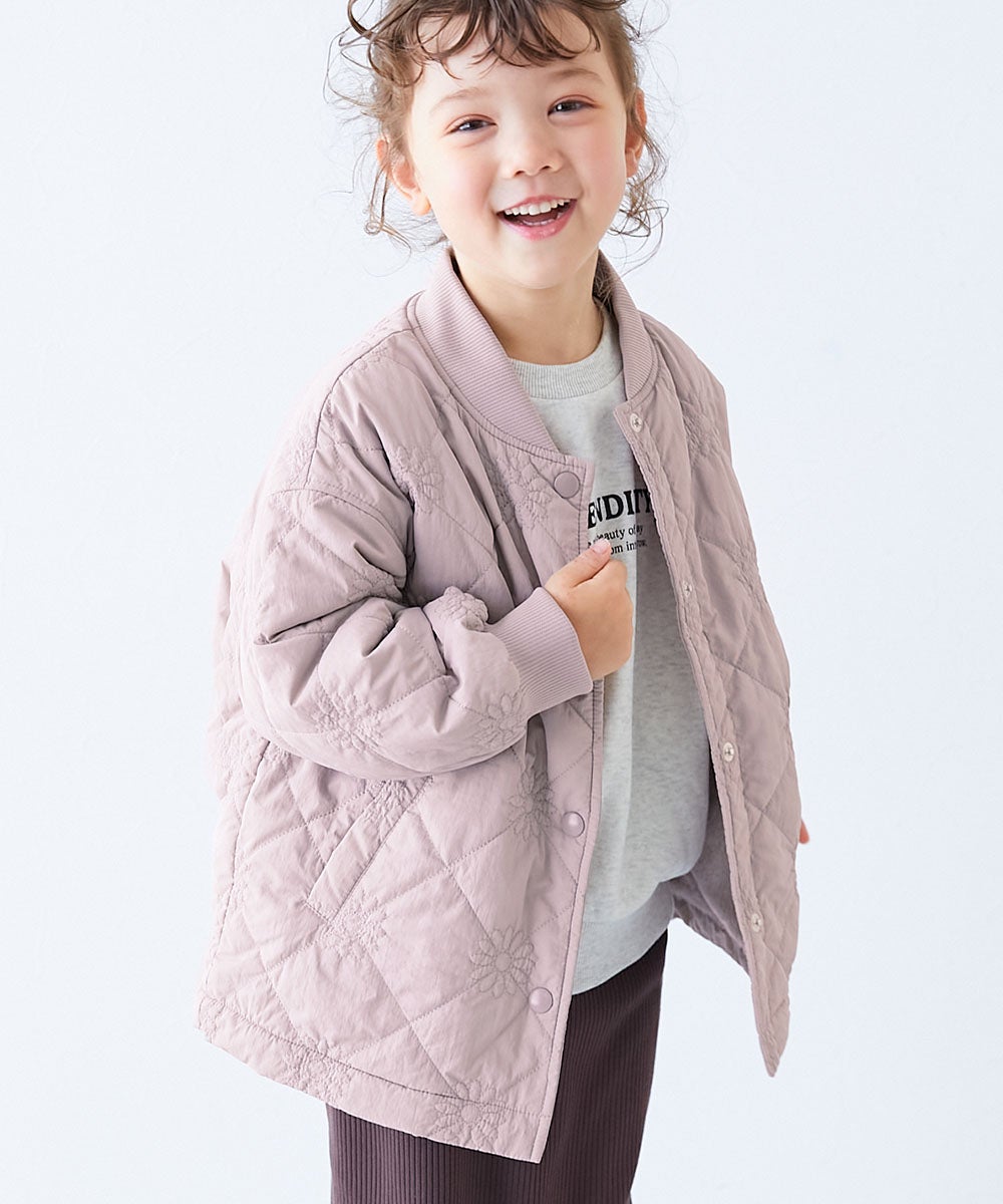 洗える あったか裏ボア 花柄キルティング 防風 ジャケット | 子供服の