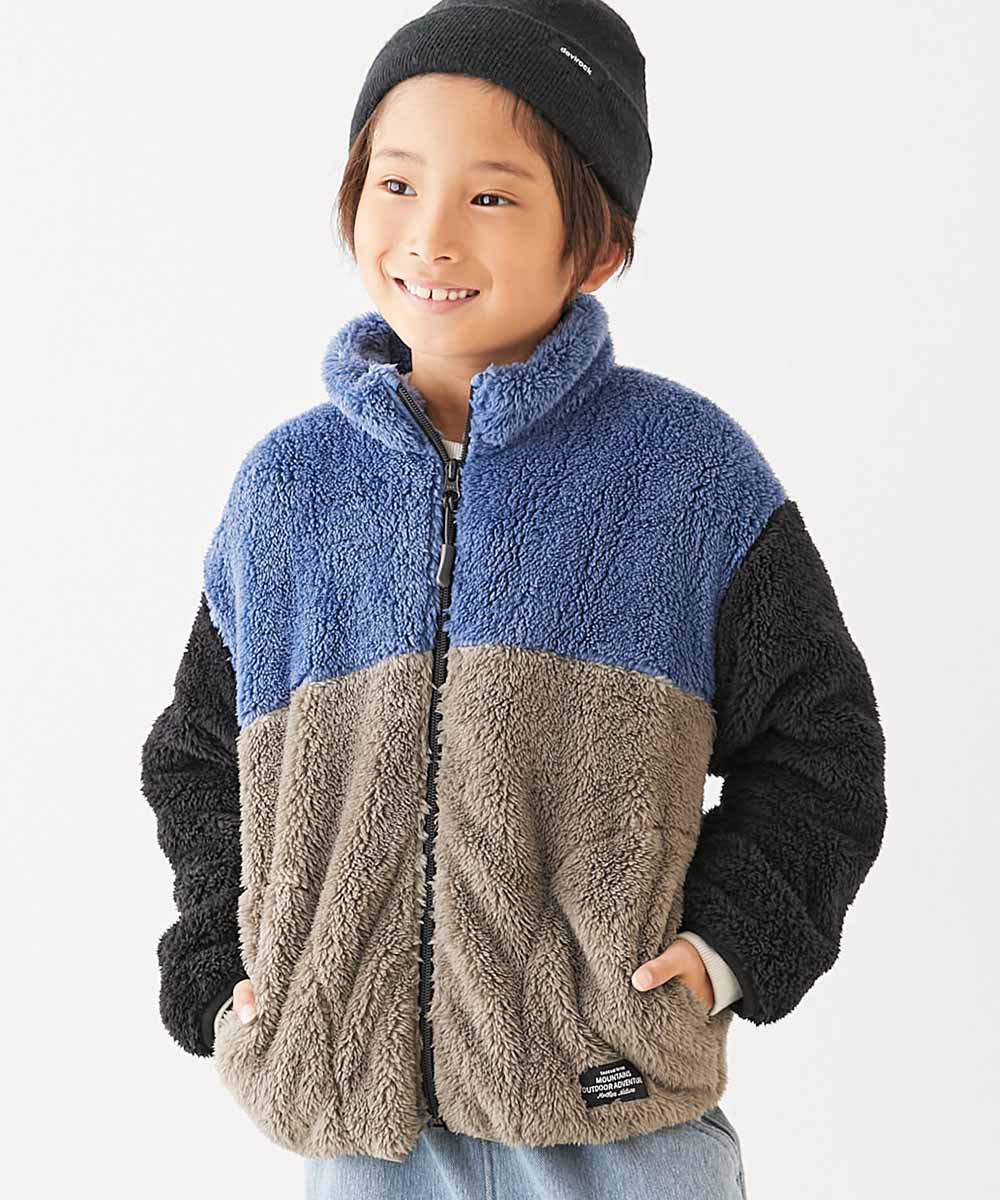 洗える 配色切り替え フリースジップアップジャケット | 子供服の通販