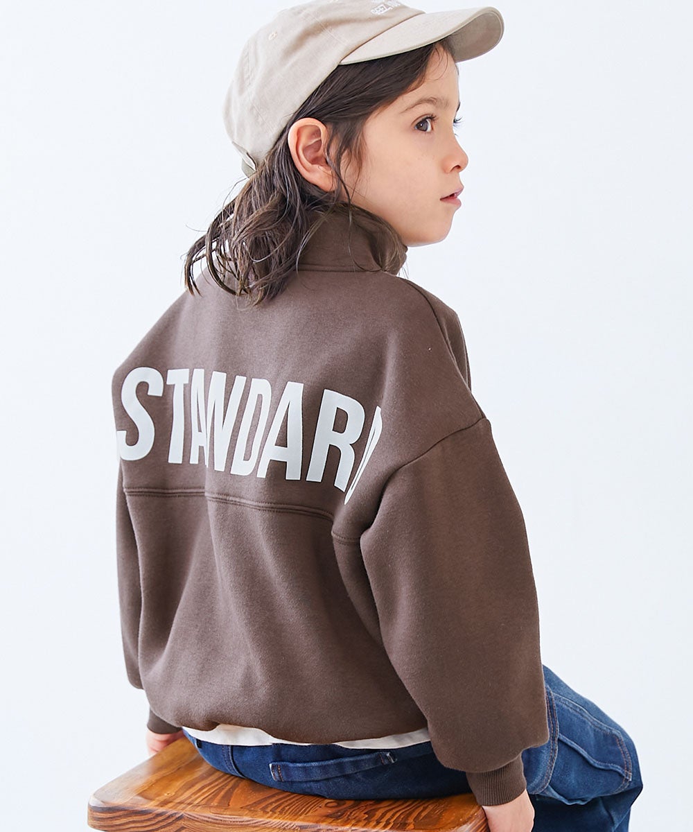 STANDARD バックロゴプリント ハーフジップ 裏起毛トレーナー | 子供服