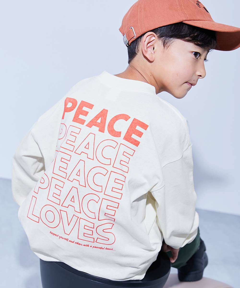綿100％ デビラボ BIGシルエット プリント袖リブ 長袖Tシャツ | 子供服