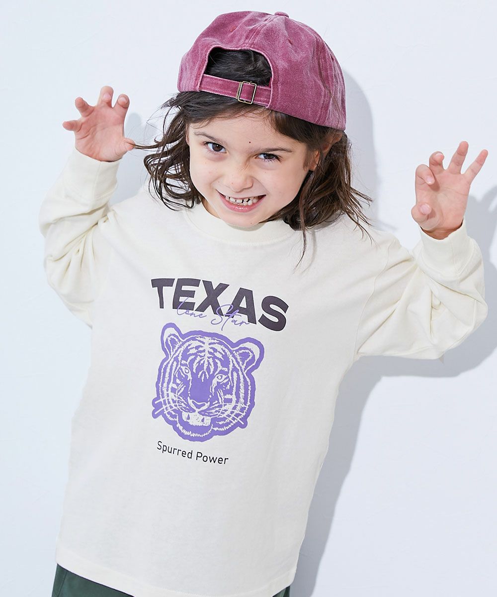 綿100% デビラボ BIGシルエット プリント袖リブ 長袖Tシャツ | 子供服