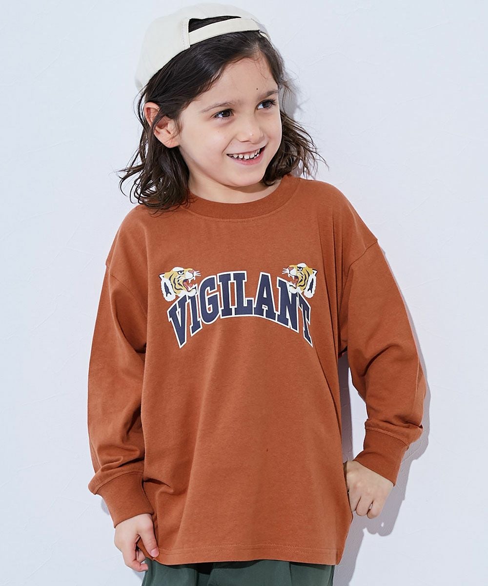 綿100% デビラボ BIGシルエット プリント袖リブ 長袖Tシャツ | 子供服
