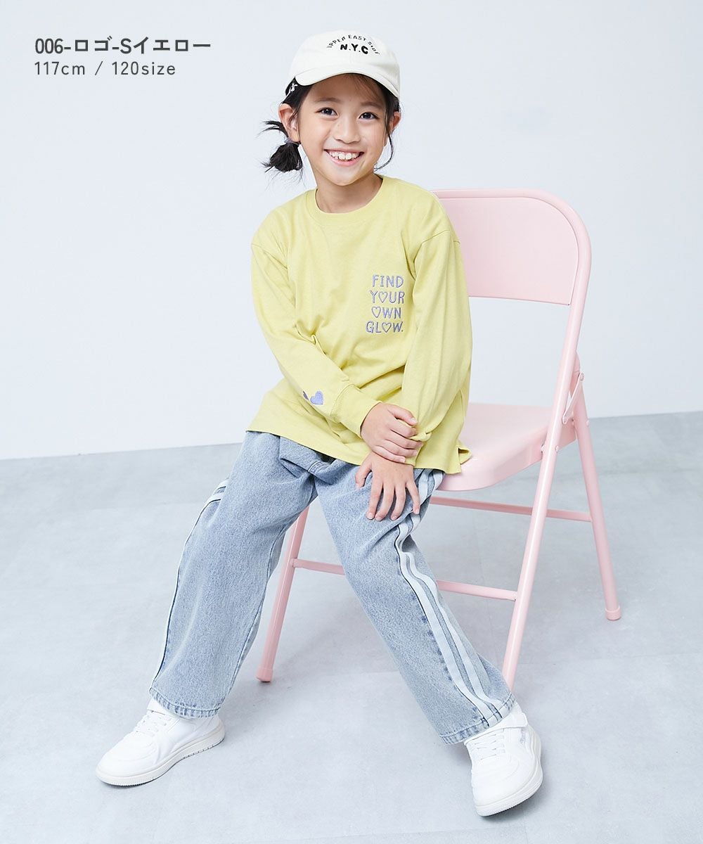 綿100% お洗濯してもよれにくい ガールズワンポイント 長袖Tシャツ