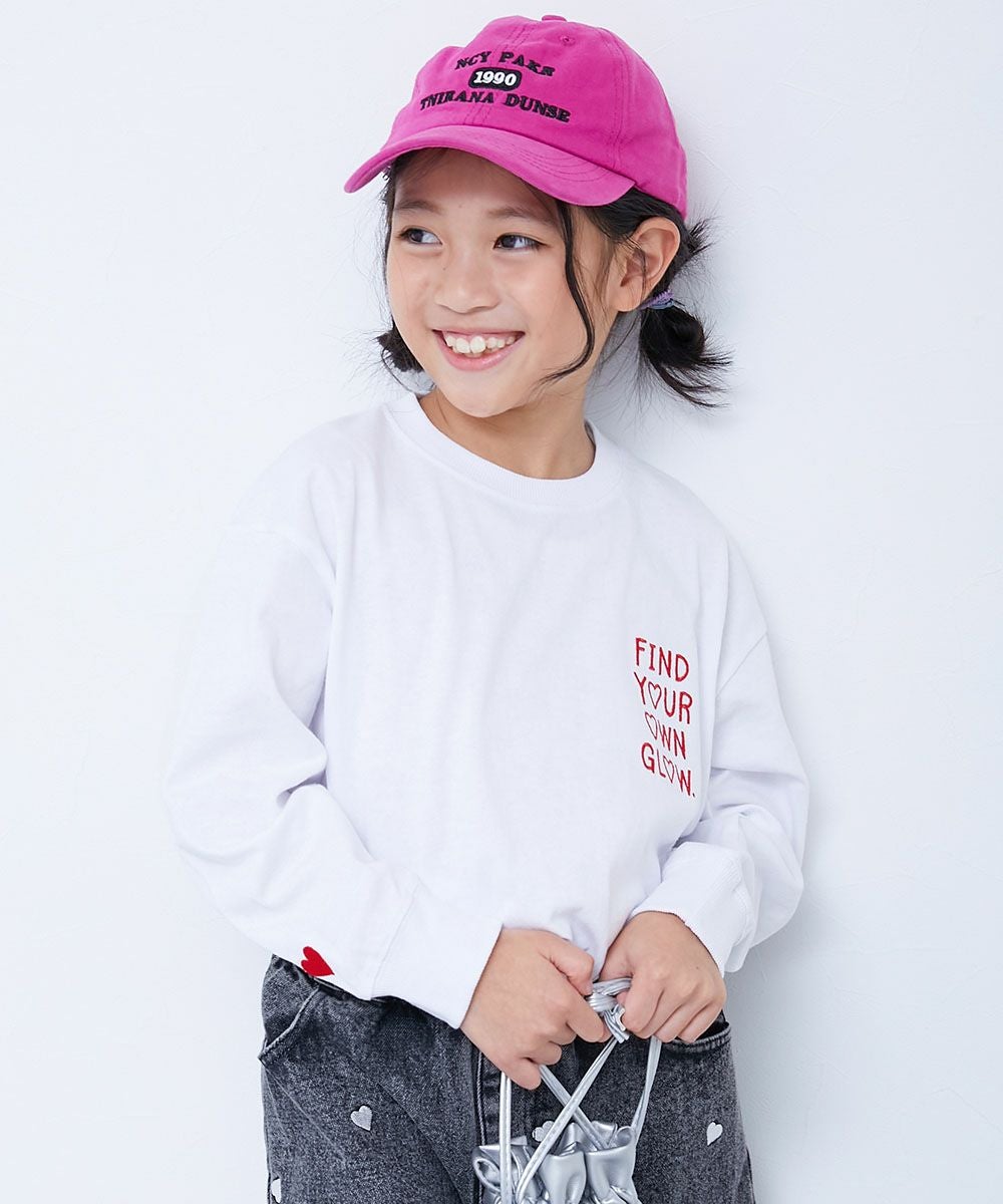 綿100% お洗濯してもよれにくい ガールズワンポイント 長袖Tシャツ