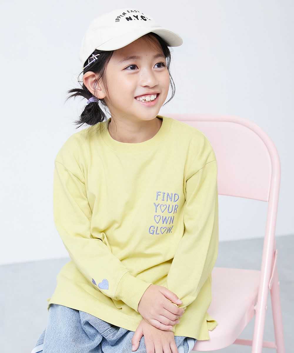 綿100% お洗濯してもよれにくい ガールズワンポイント 長袖Tシャツ