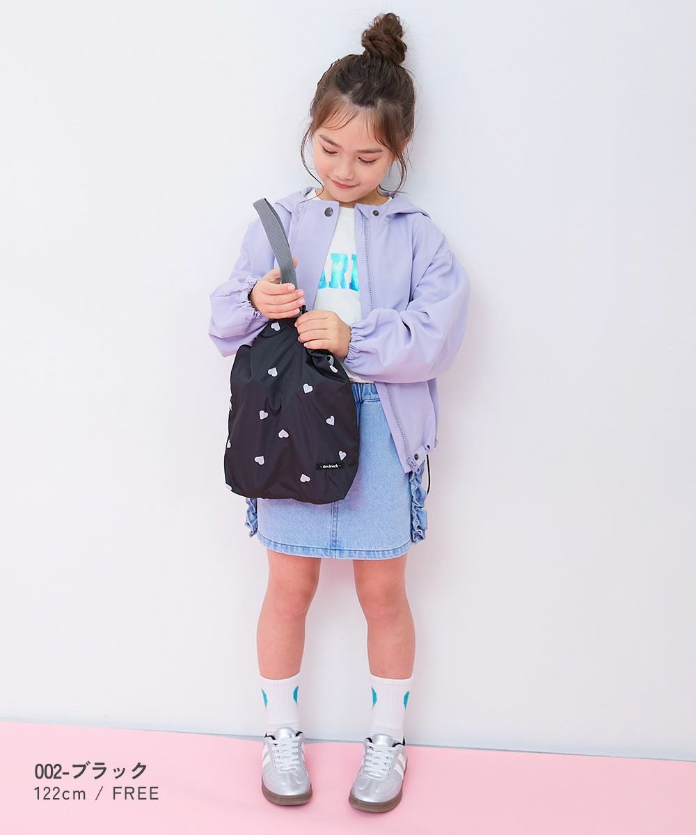 ハートステッチ　花柄　水色　くすみブルー　女の子　レッスンバッグ　上靴　お着替え ハートデザイン シューズバッグ | 子供服の通販 デビロック公式サイト