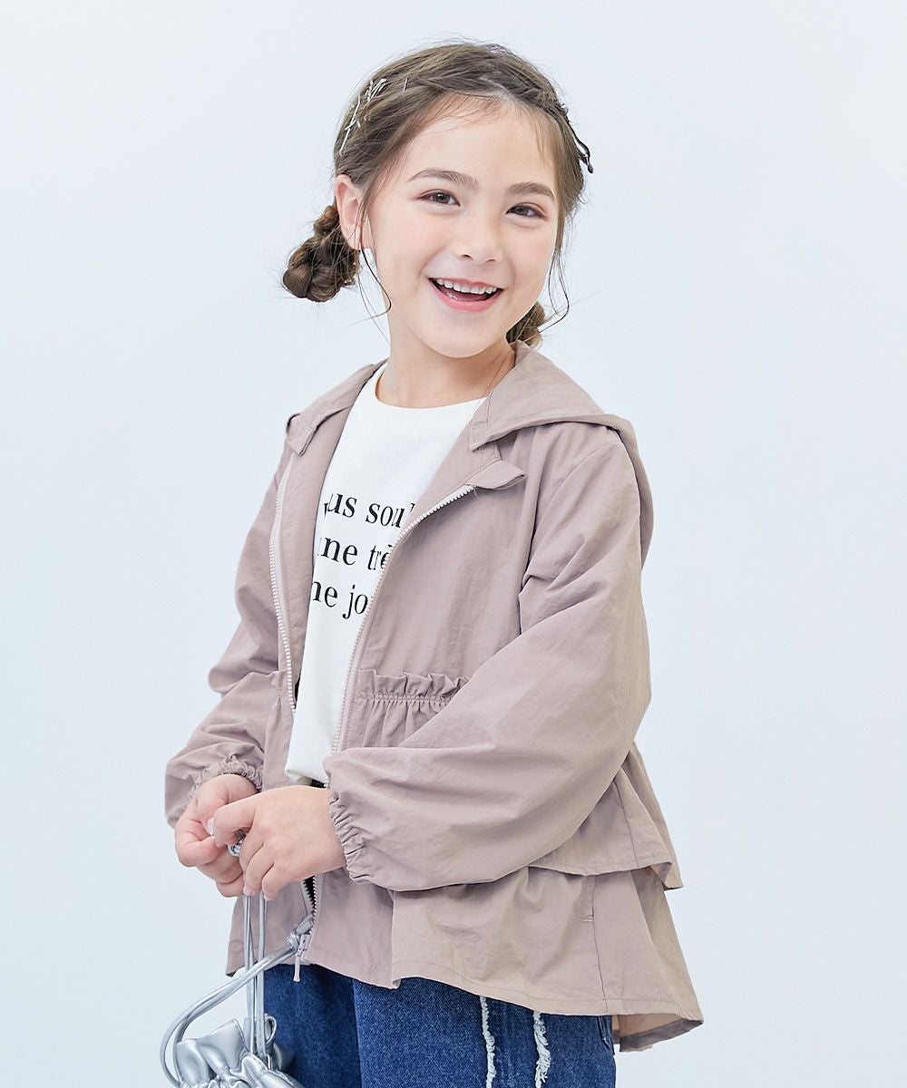 水はじく】 撥水ナイロン フードが取り外せる フリル ウインド