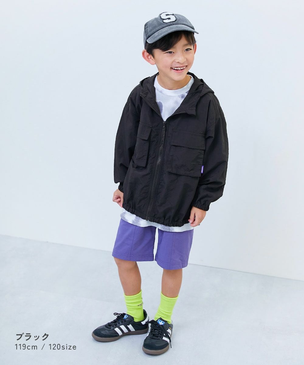 水はじく】撥水ナイロン ビッグポケット マウンテンパーカー | 子供服