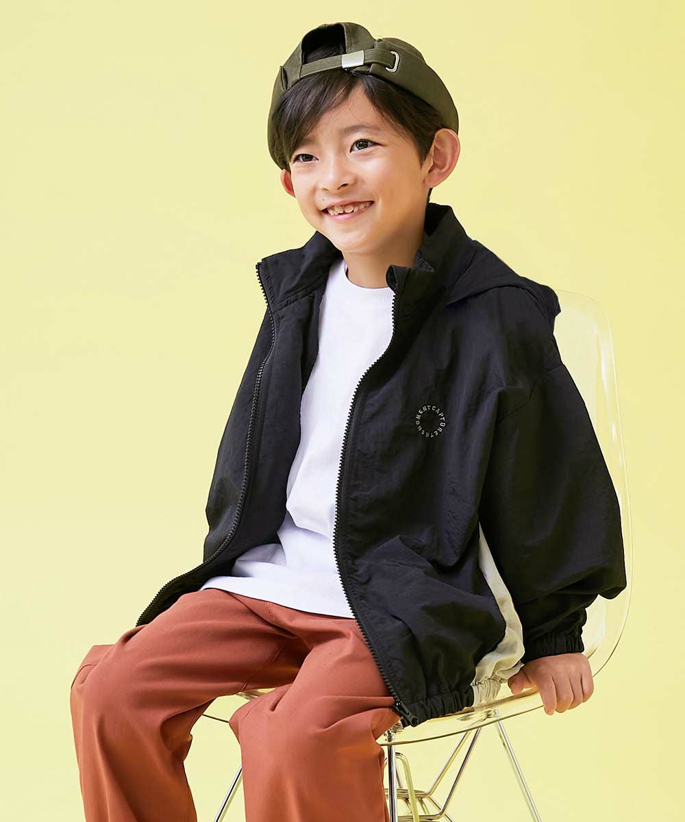 LUCA／異素材切り替え ダンボール×ナイロン 春ジャケット フード付きブルゾン 撥水 ナイロン フード収納付き[品番：VR000009962]｜devirock