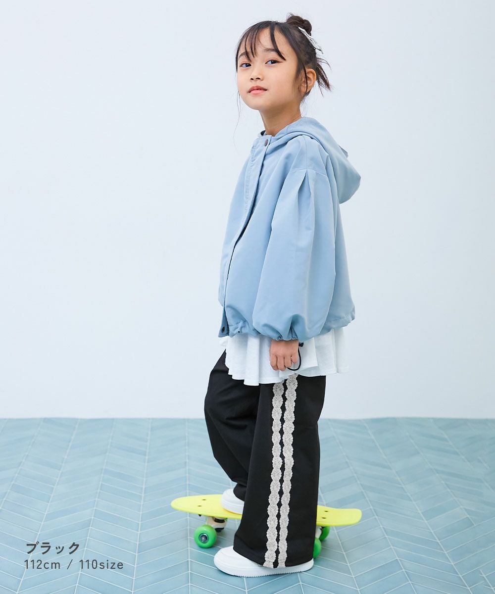 イージーウォッシュ】サイドラインレース ワイドパンツ | 子供服の通販