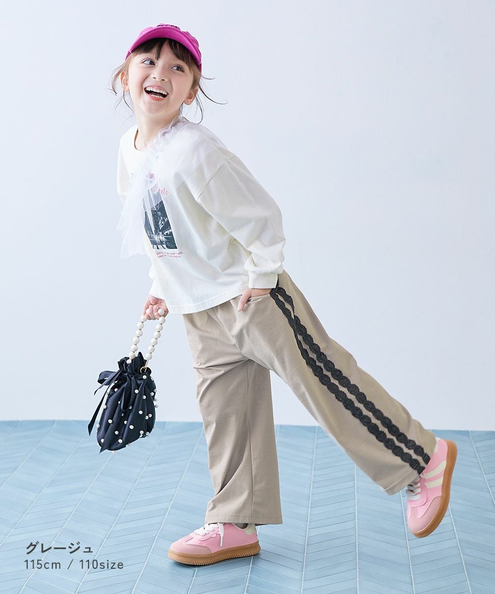 【新品未使用】PRT サイドライン レースワイドパンツ イージーウォッシュ】サイドラインレース ワイドパンツ | 子供服の通販