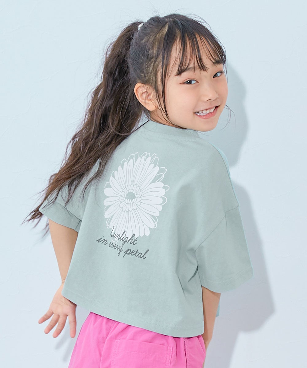 最大10%OFF】綿100％ デビラボ ガールズ クロップド丈 プリント半袖T