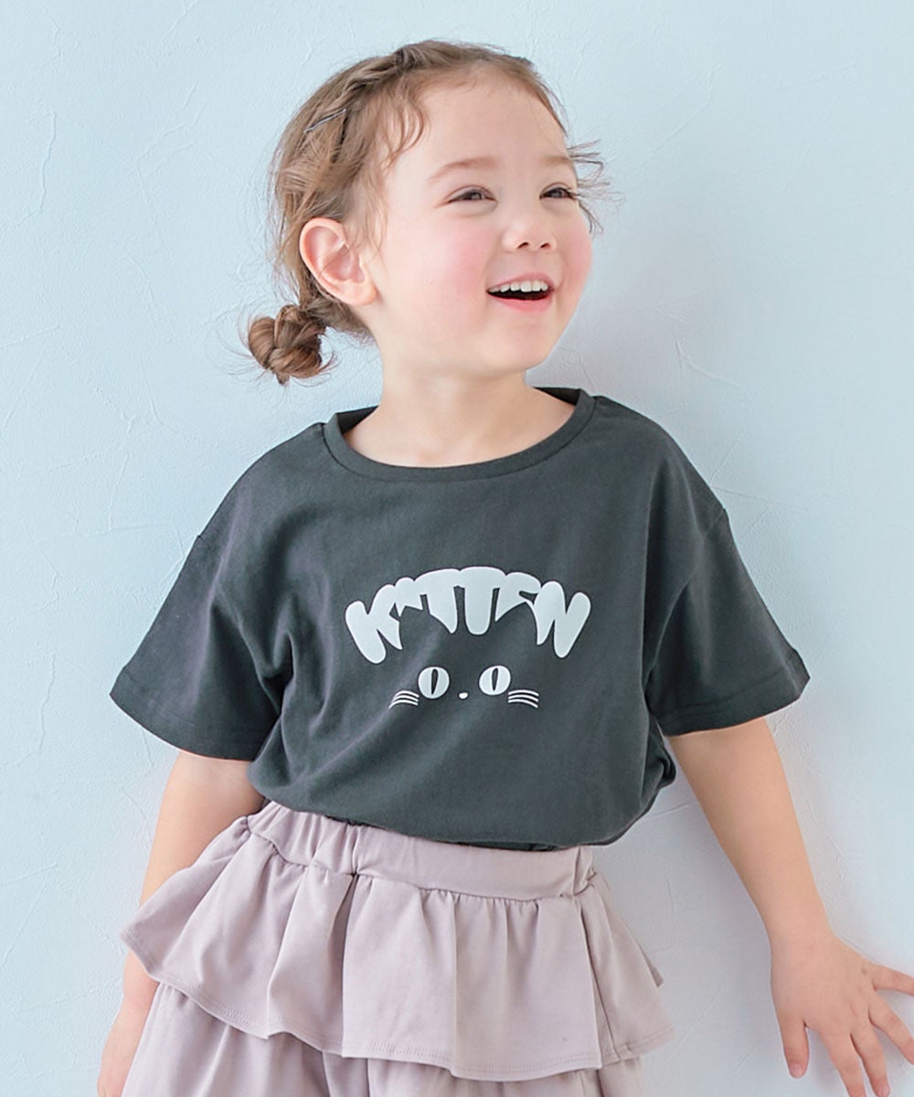 SPECIAL SALE 10%OFF】綿100％ デビラボ ガールズ プリント半袖Tシャツ