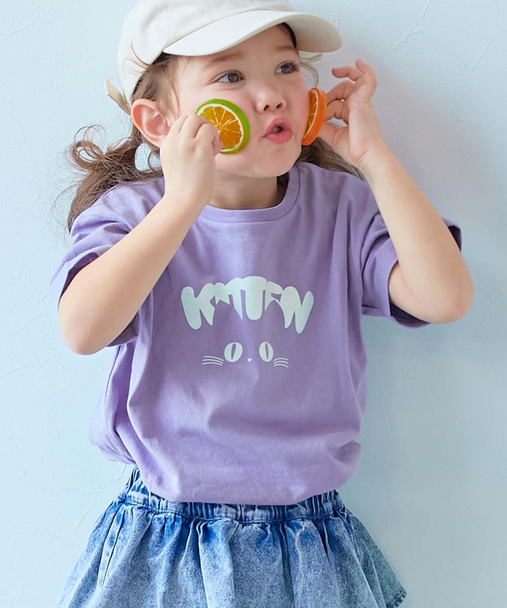 SPECIAL SALE 10%OFF】綿100％ デビラボ ガールズ プリント半袖Tシャツ