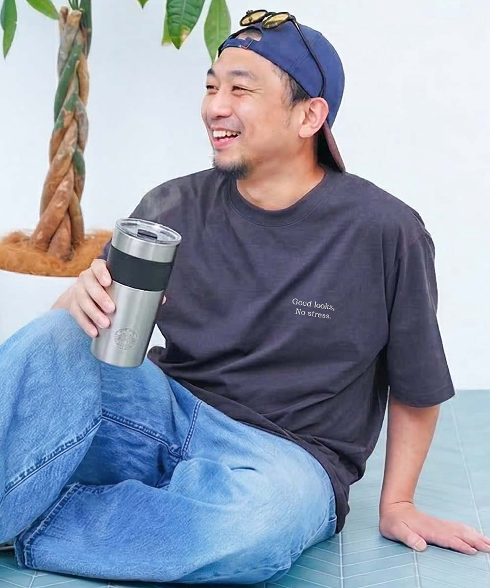 おいちゃん　グレー イージーウォッシュ】乾燥機OK 防汚 大人 刺繍デザイン 半袖Tシャツ