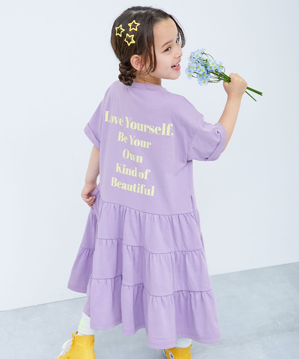一部予約】姉妹で着られる 裾ティアード バックプリント ワンピース