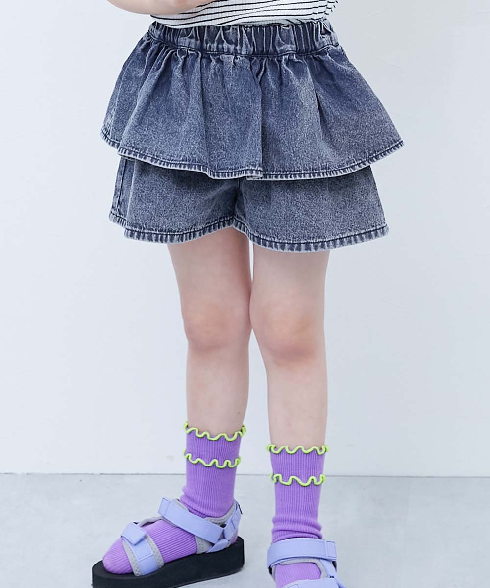最大40%OFF】ふわっとティアード ライトオンスデニム スカパン | 子供