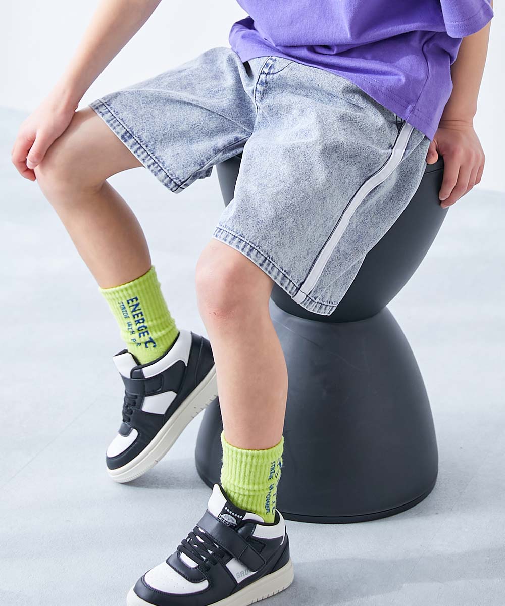 サイドライン ライトオンスデニム ハーフパンツ | 子供服の通販