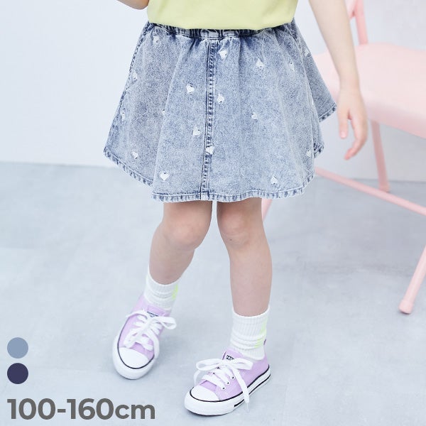 最大38%OFF】ハート刺繍 ライトオンスデニムスカッツ | 子供服の通販