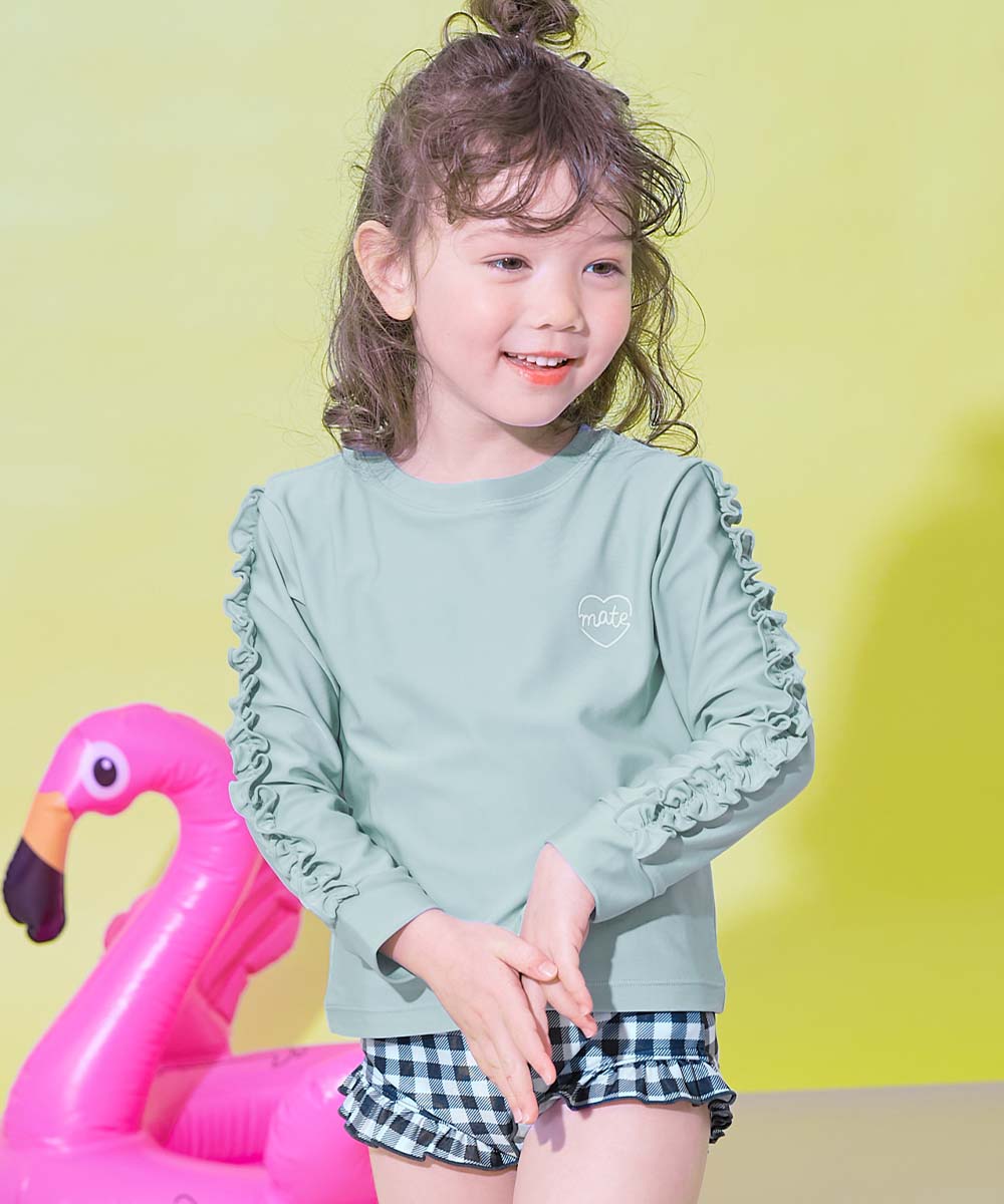 6%OFF】UVカット フリルがかわいい ラッシュ水着 セットアップ | 子供