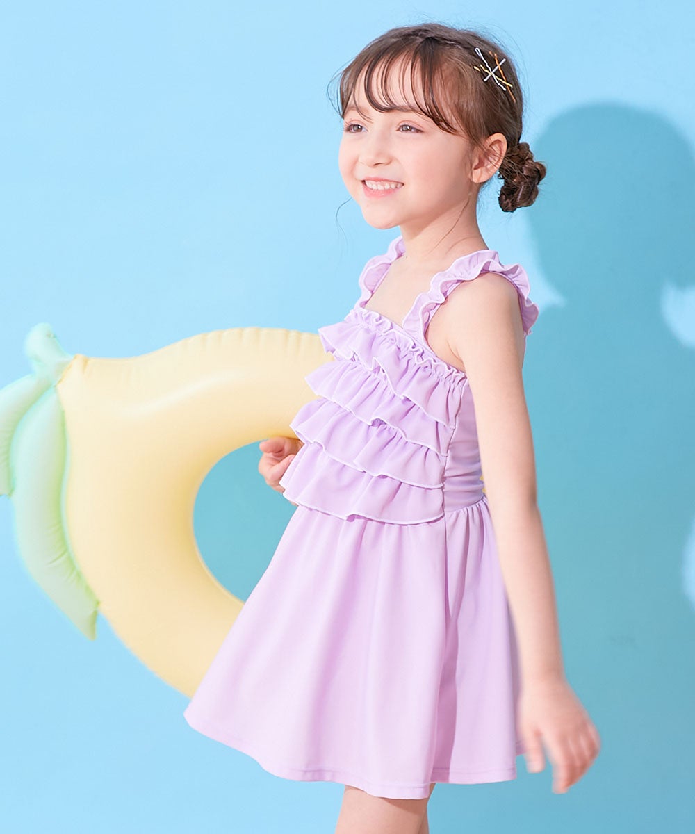 ティアードフリル UVカット ワンピース風セパレート水着 | 子供服の