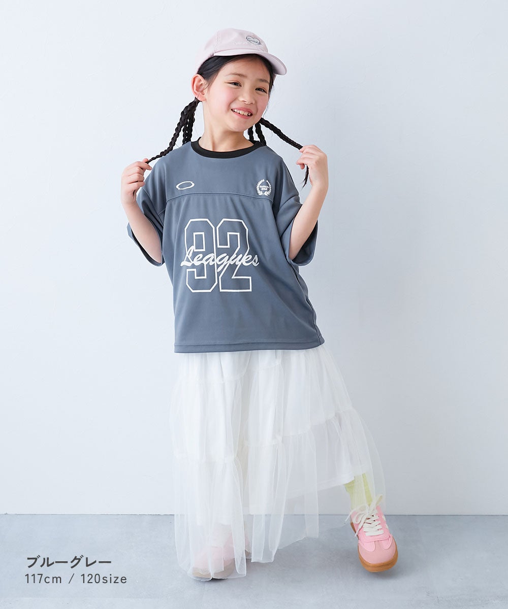 涼感 サラッとメッシュ】BIGシルエット ナンバリングプリント 半袖T