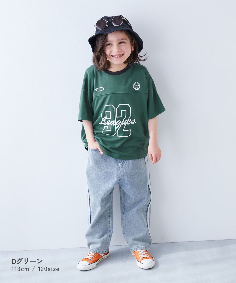 涼感 サラッとメッシュ】BIGシルエット ナンバリングプリント 半袖T