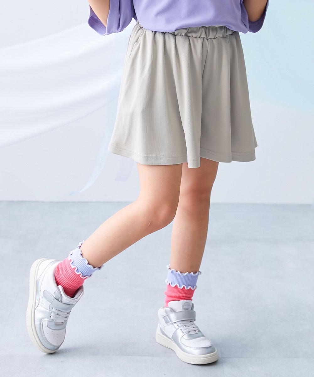 涼感 サラッとメッシュ】インナー付き ギャザー キュロット | 子供服の 涼感 サラッとメッシュ】インナー付き ギャザー キュロット | 子供服の