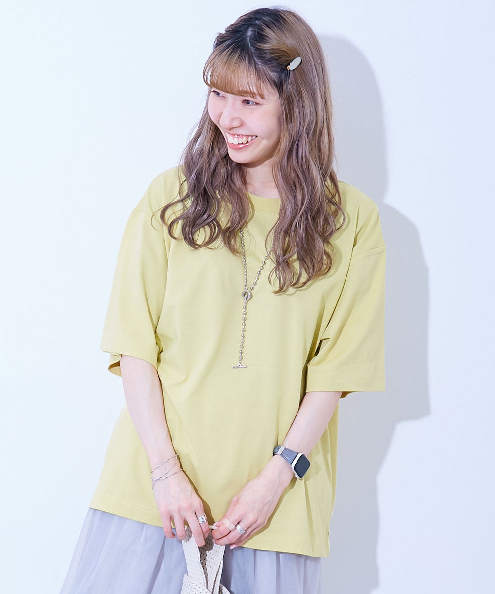 ひやシャリ】接触冷感 BIGシルエット 大人 無地 半袖Tシャツ | 子供服