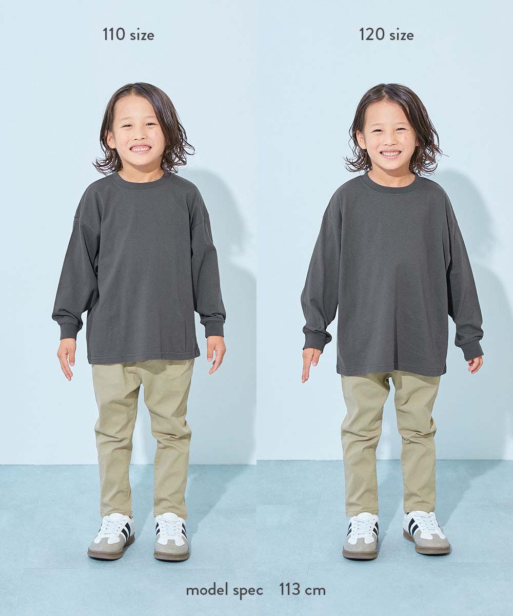 綿100％ デビラボ BIGシルエット プリント袖リブ 長袖Tシャツ | 子供服