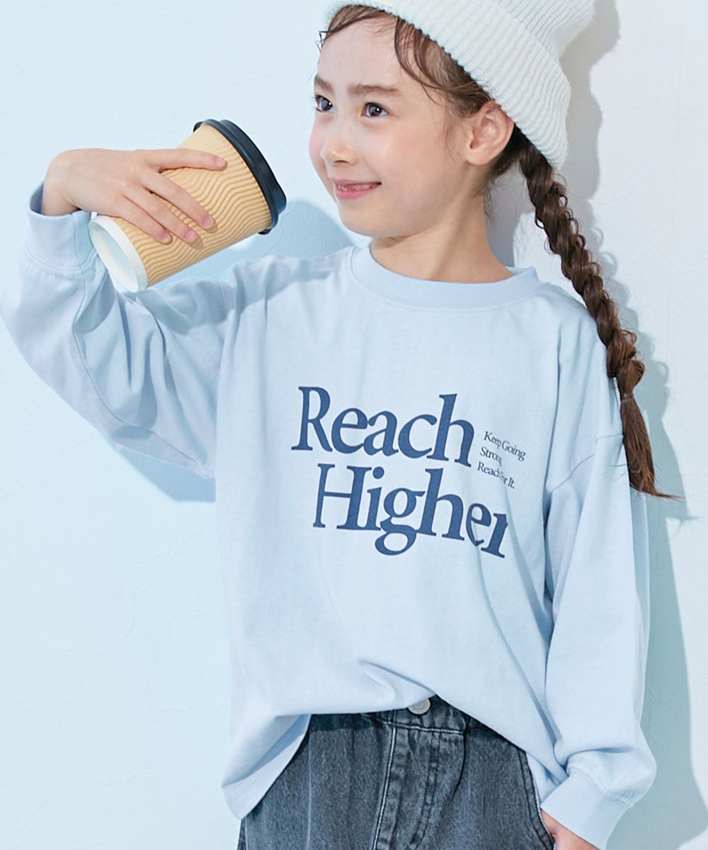 綿100％ デビラボ BIGシルエット プリント袖リブ 長袖Tシャツ