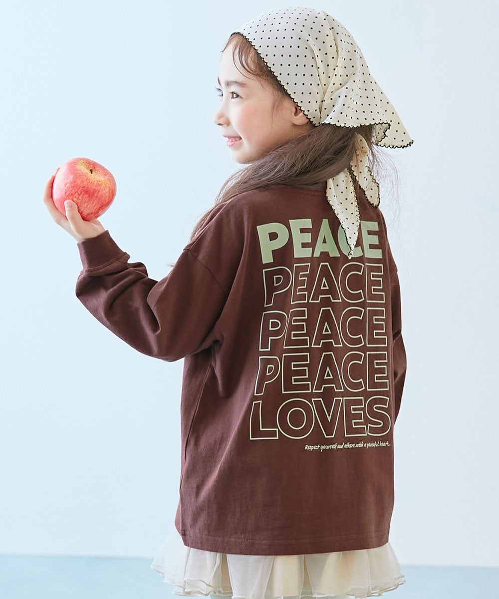 綿100％ デビラボ BIGシルエット プリント袖リブ 長袖Tシャツ | 子供服