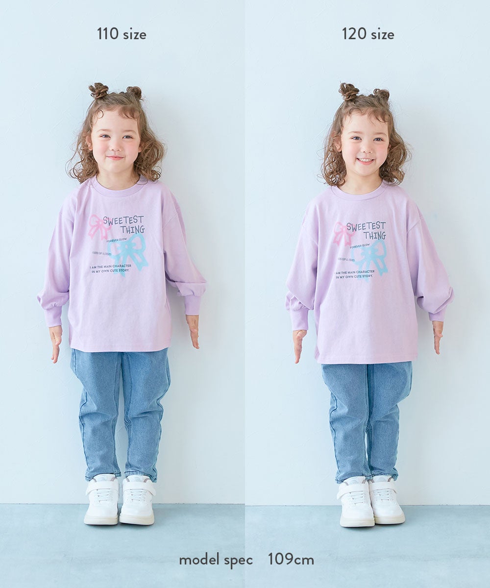 最大9%OFF】綿100％ デビラボ ガールズ BIGシルエットプリント袖リブ