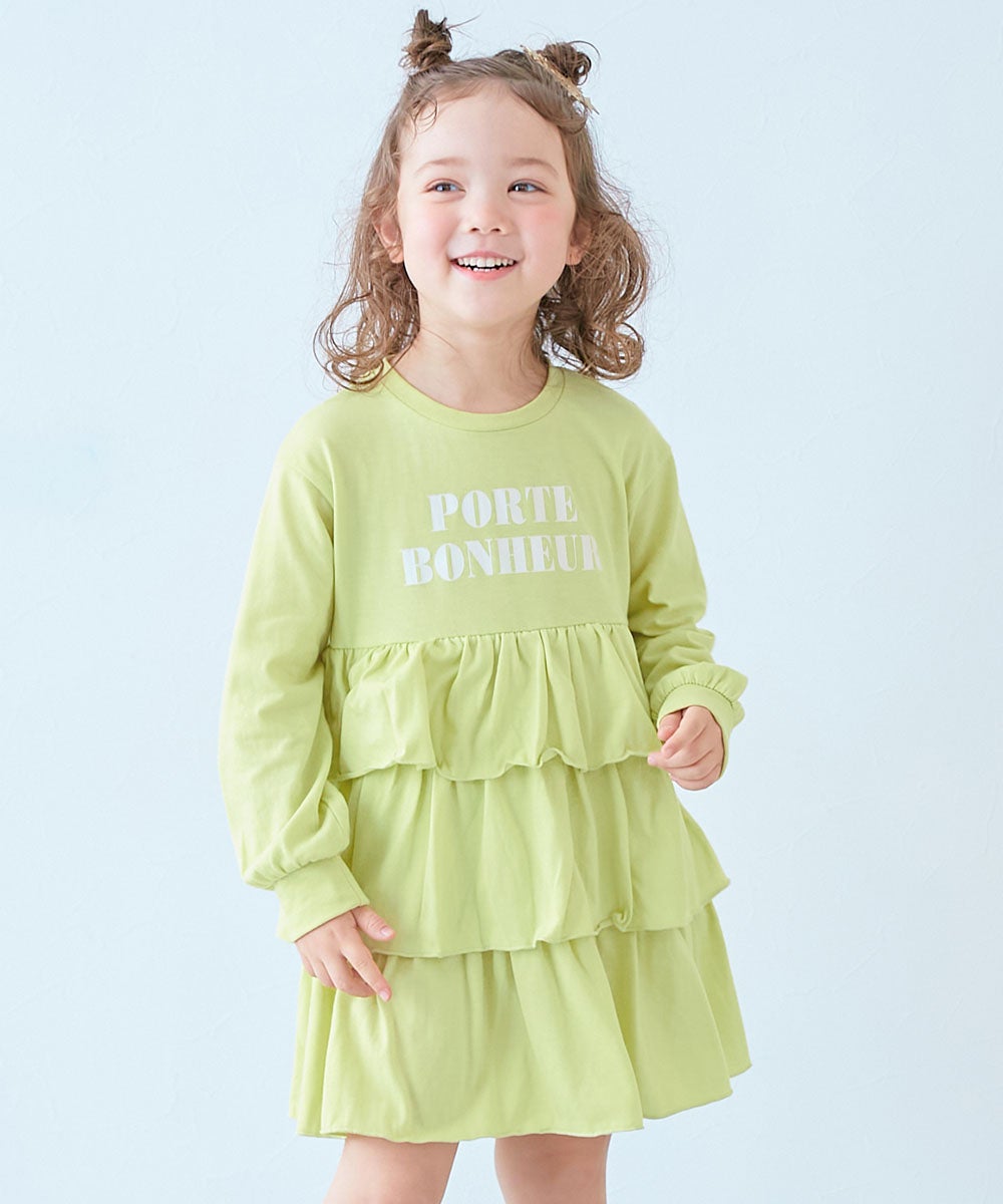 えらべるロゴデザイン ティアード チュニック 長袖ワンピース | 子供服