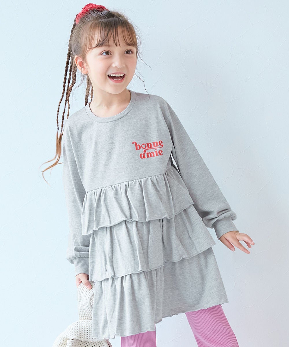 えらべるロゴデザイン ティアード チュニック 長袖ワンピース | 子供服