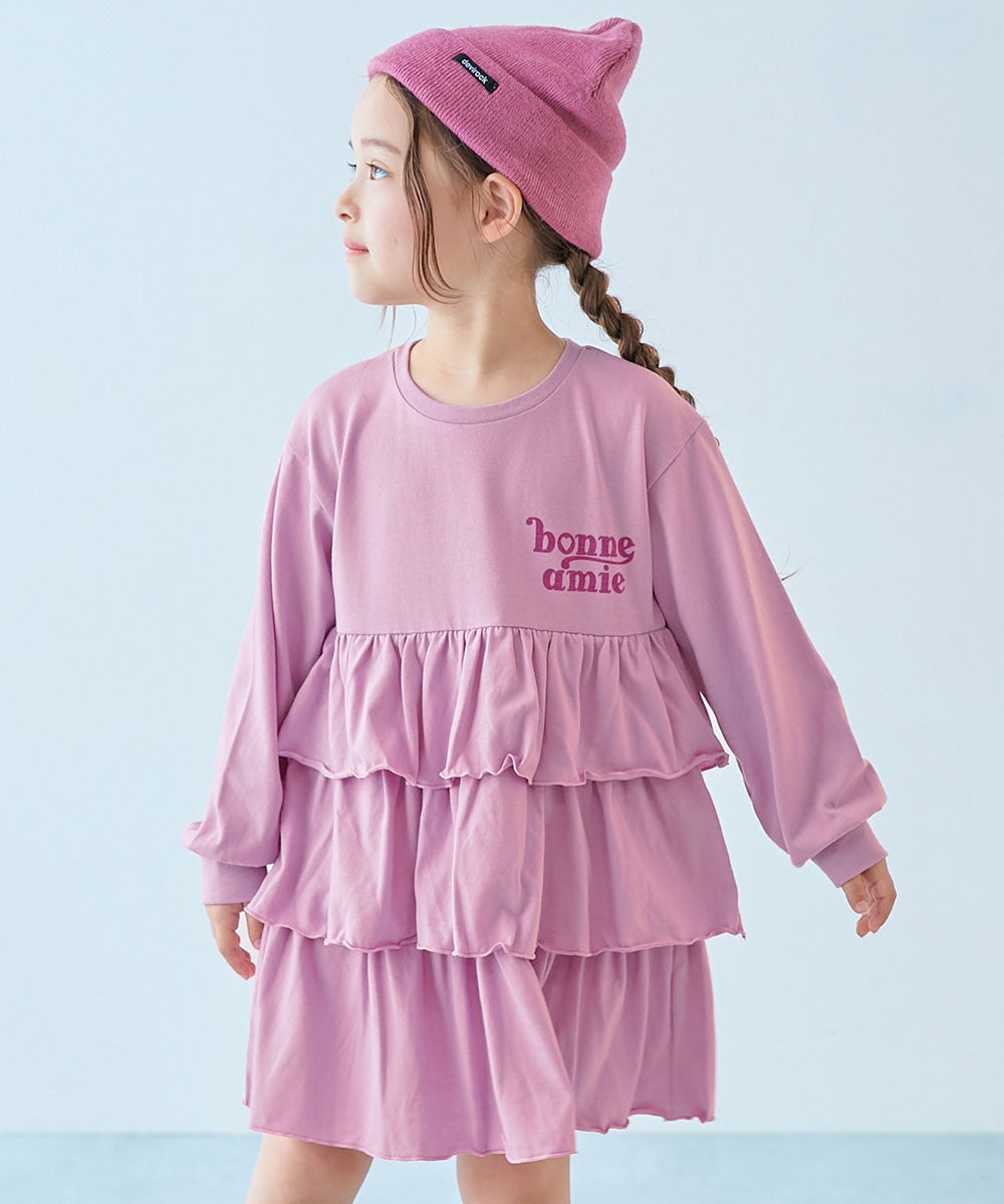 えらべるロゴデザイン ティアード チュニック 長袖ワンピース | 子供服