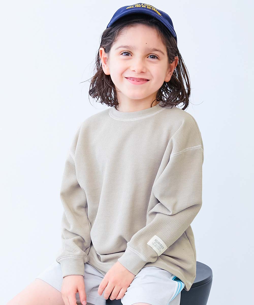えらべる無地&総柄デザイン ワッフル 長袖Tシャツ | 子供服の通販