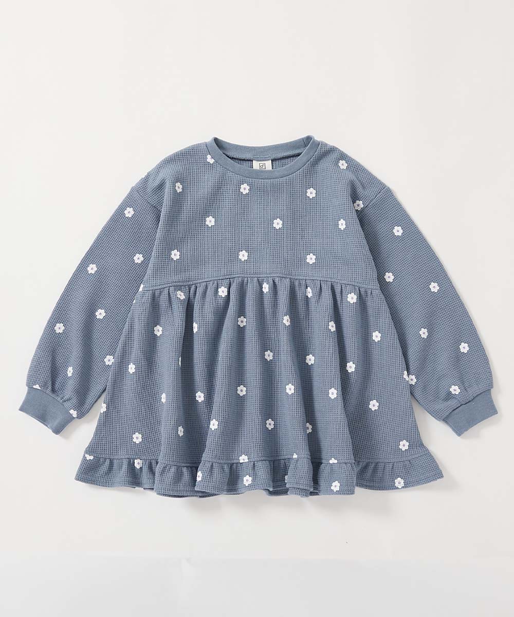 最大11%OFF】お花いっぱい 総柄 ワッフル 長袖チュニック | 子供服の