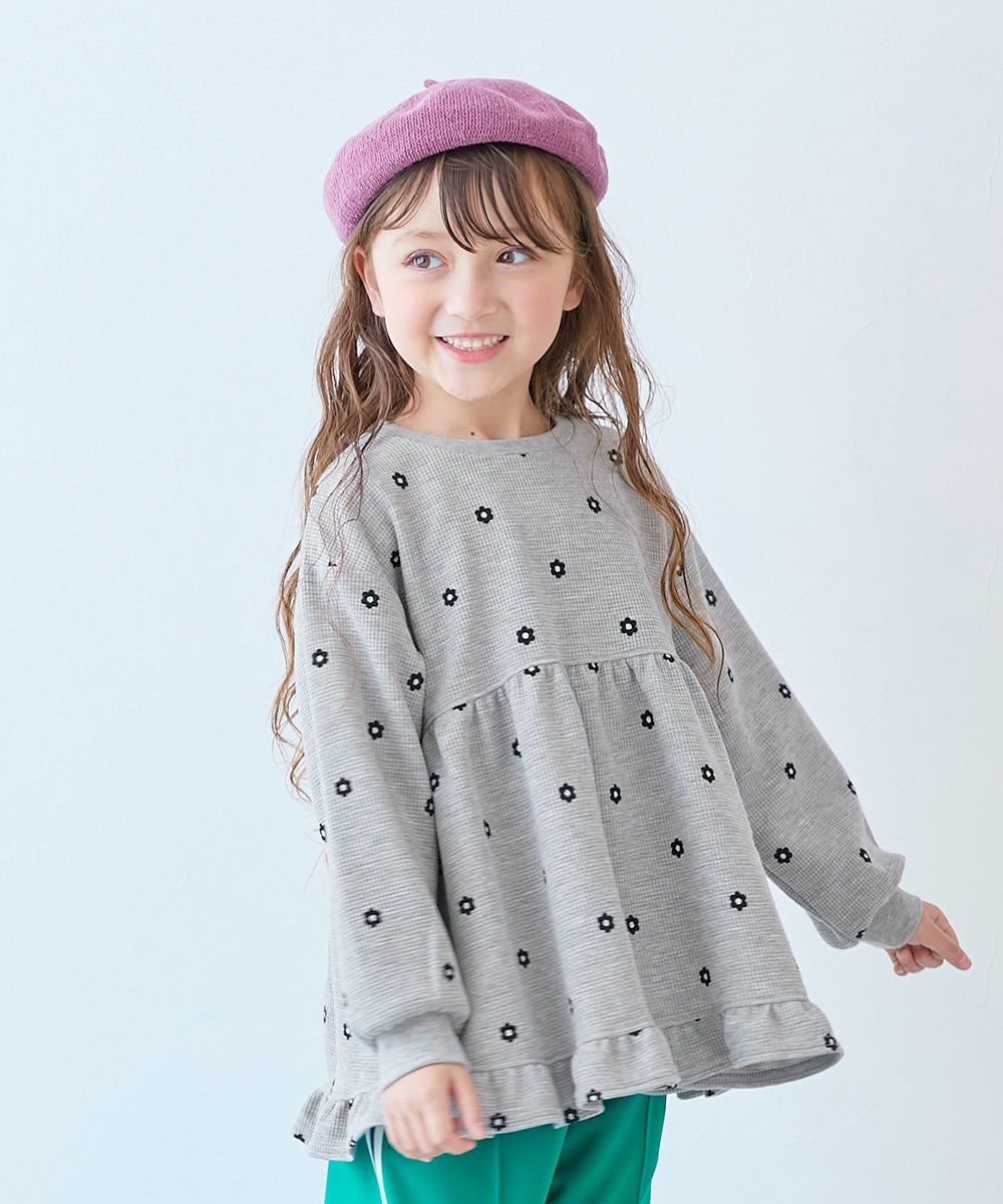 お花いっぱい 総柄 ワッフル 長袖チュニック | 子供服の通販