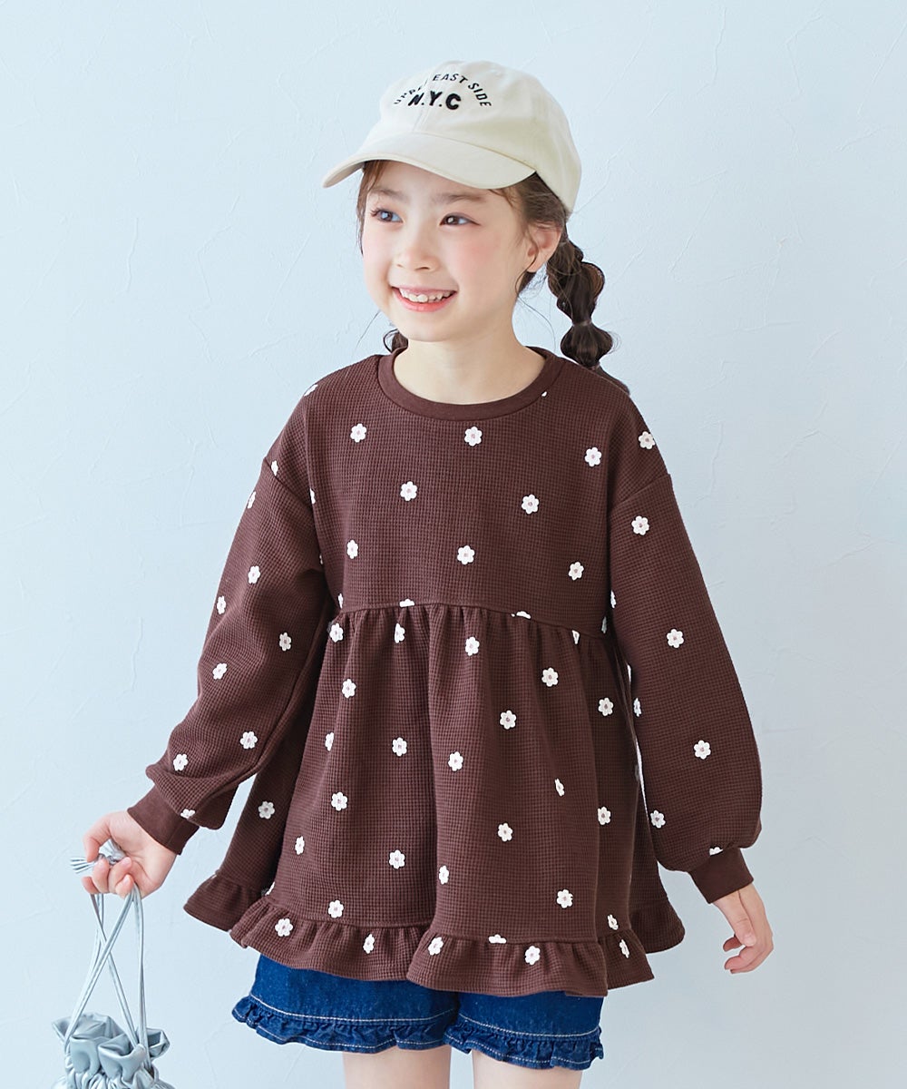 PICCOLO柄　長袖チュニック　34サイズ お花いっぱい 総柄 ワッフル 長袖チュニック | 子供服の通販