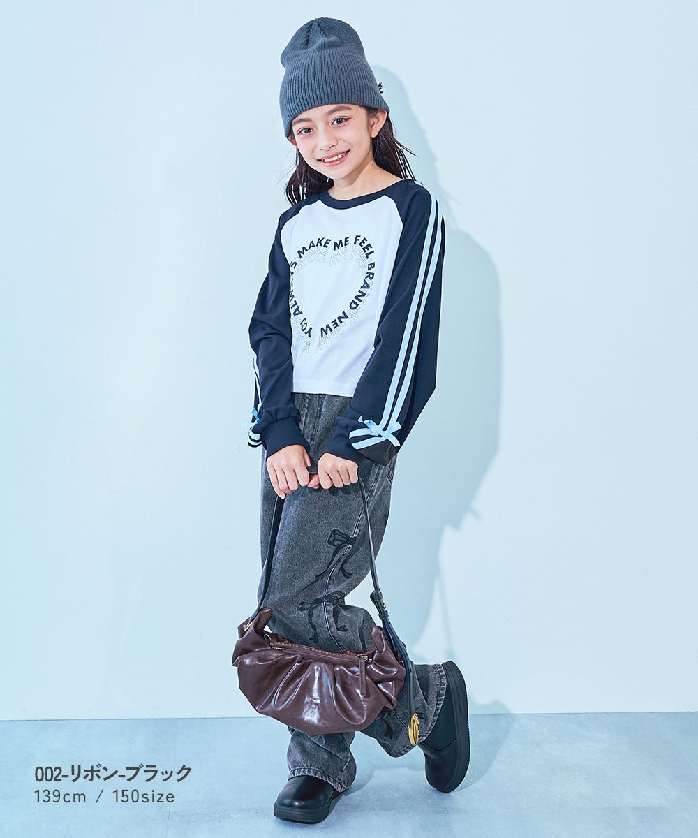最大8%OFF】【chum】ハートとリボンがえらべる 美脚 デニムワイド