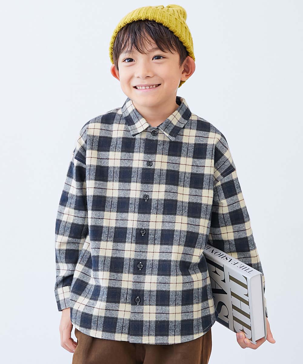 綿100% チェック柄 長袖ネルシャツ | 子供服の通販 デビロック公式サイト