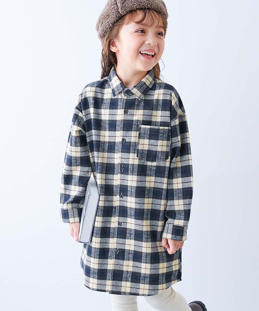 最大7%OFF】綿100% チェック柄 ネルシャツ ワンピース | 子供服の通販