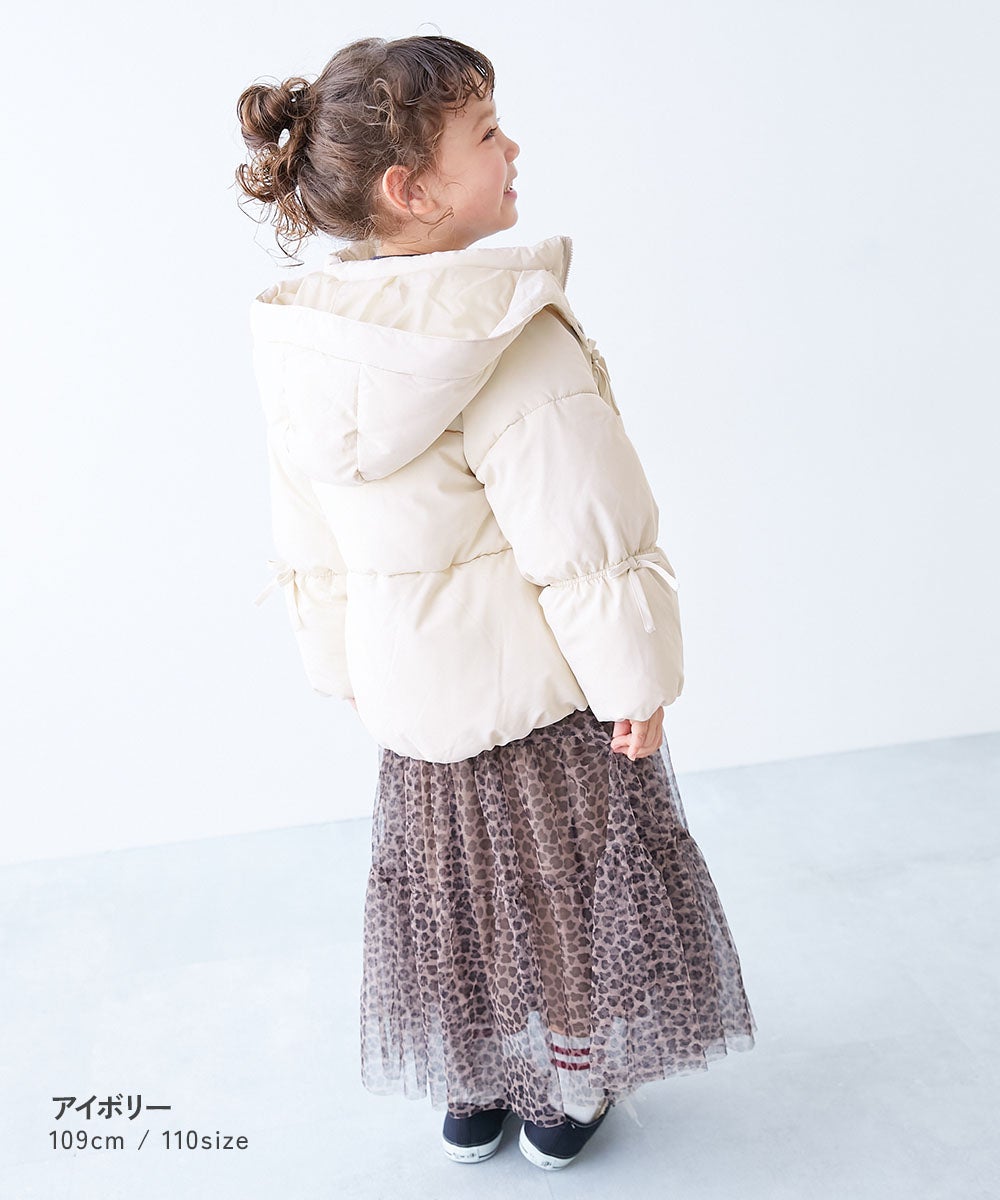 洗えるファイバーダウン リボン付き ふっくらシルエット ガールズ