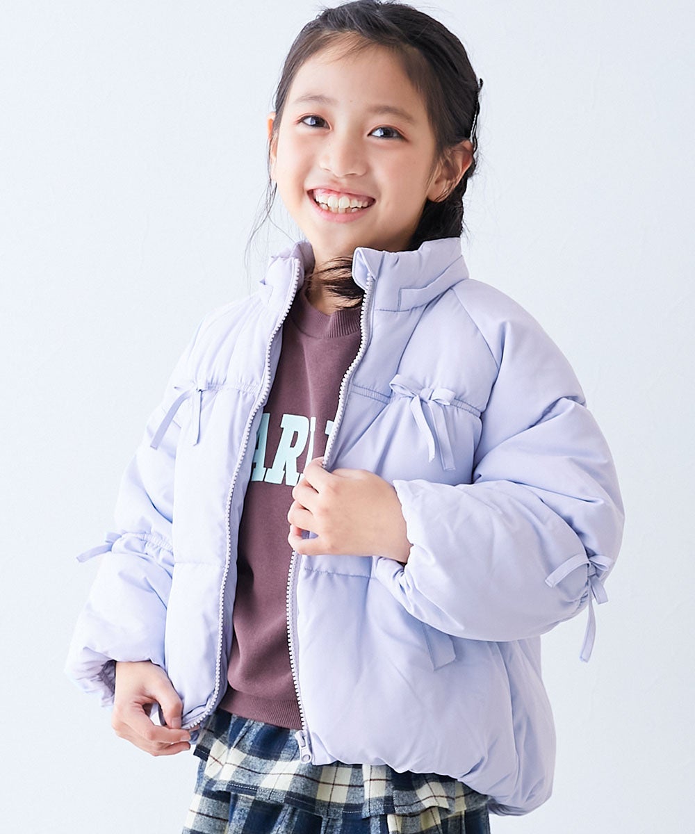 洗えるファイバーダウン リボン付き ふっくらシルエット ガールズ