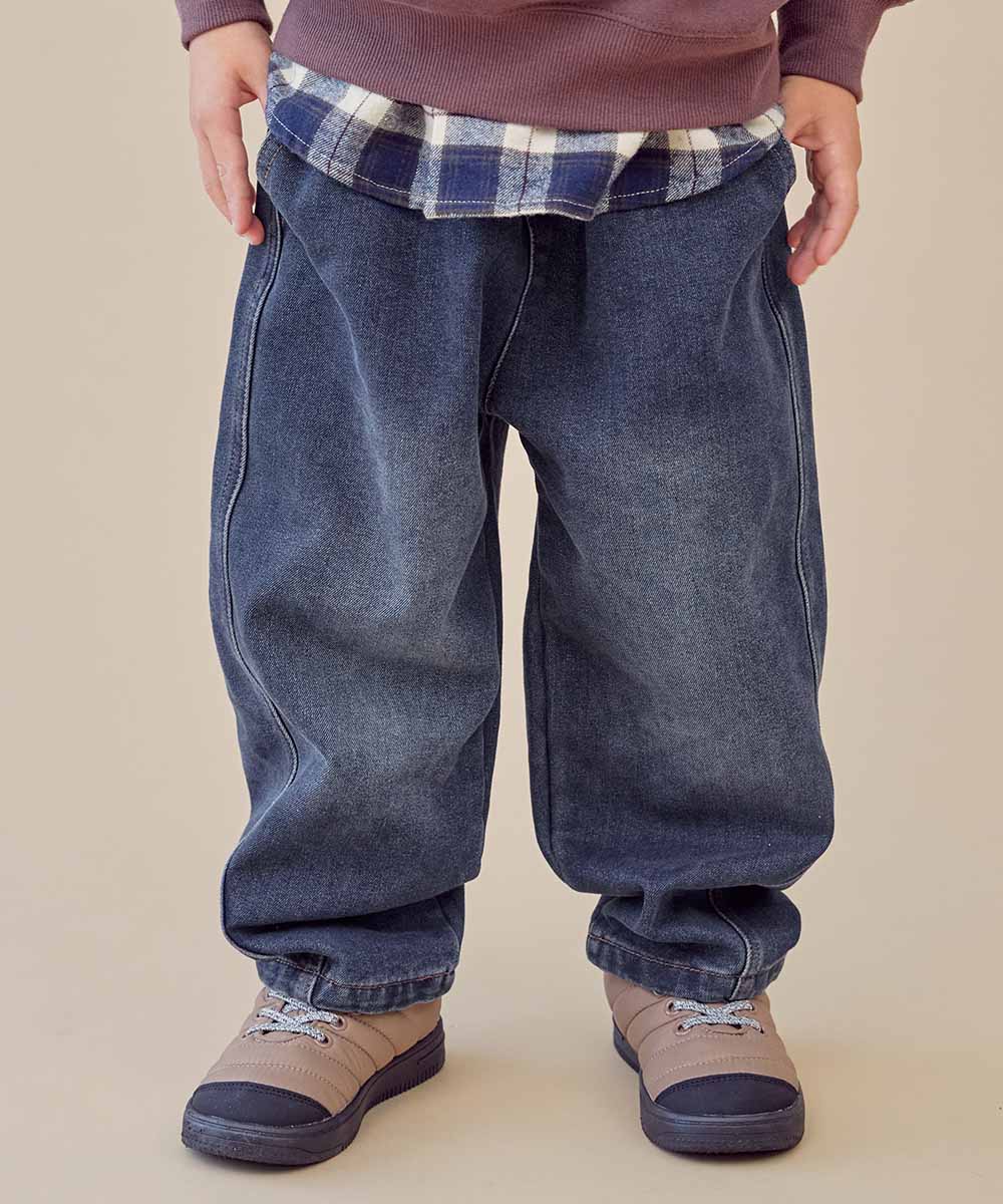 ひやっとしない】やわらか裏起毛デニム イージーカーブパンツ | 子供服