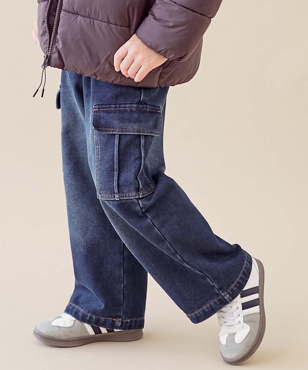 ひやっとしない】やわらか裏起毛デニム カーゴパンツ | 子供服の通販