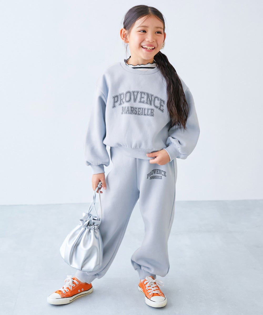 いつぬいおきがえシリーズ パジャマコーデ 2点セット HiMERU 普段着でもパジャマでも】ガールズ ぽかぽか裏起毛 カレッジロゴ